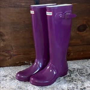 HUNTER Purple Tall Rain Boots W Size 9